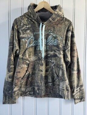 Cabela's Camouflage Camo Pullover Hoodie Green Teal Womens Medium